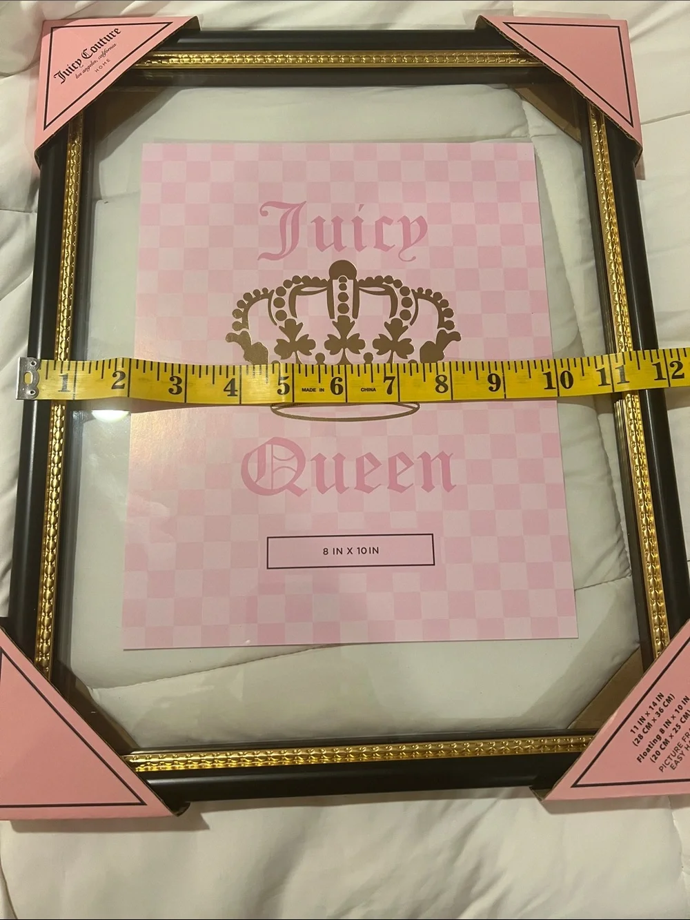 Juicy Couture Black & Gold Decorative Picture Frame holds 8 x 10 photo